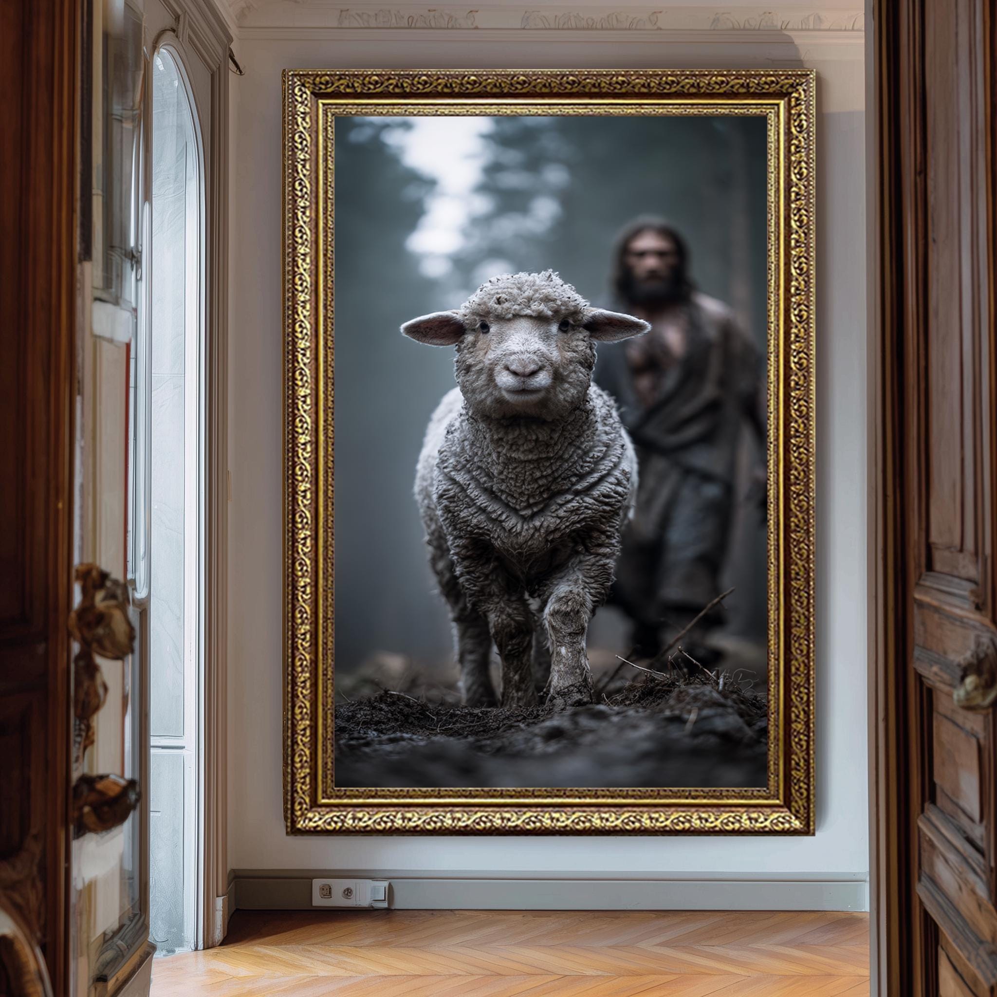 Lost Sheep Art Print – Christian Wall Decor | Realistic Nature Scene Canvas