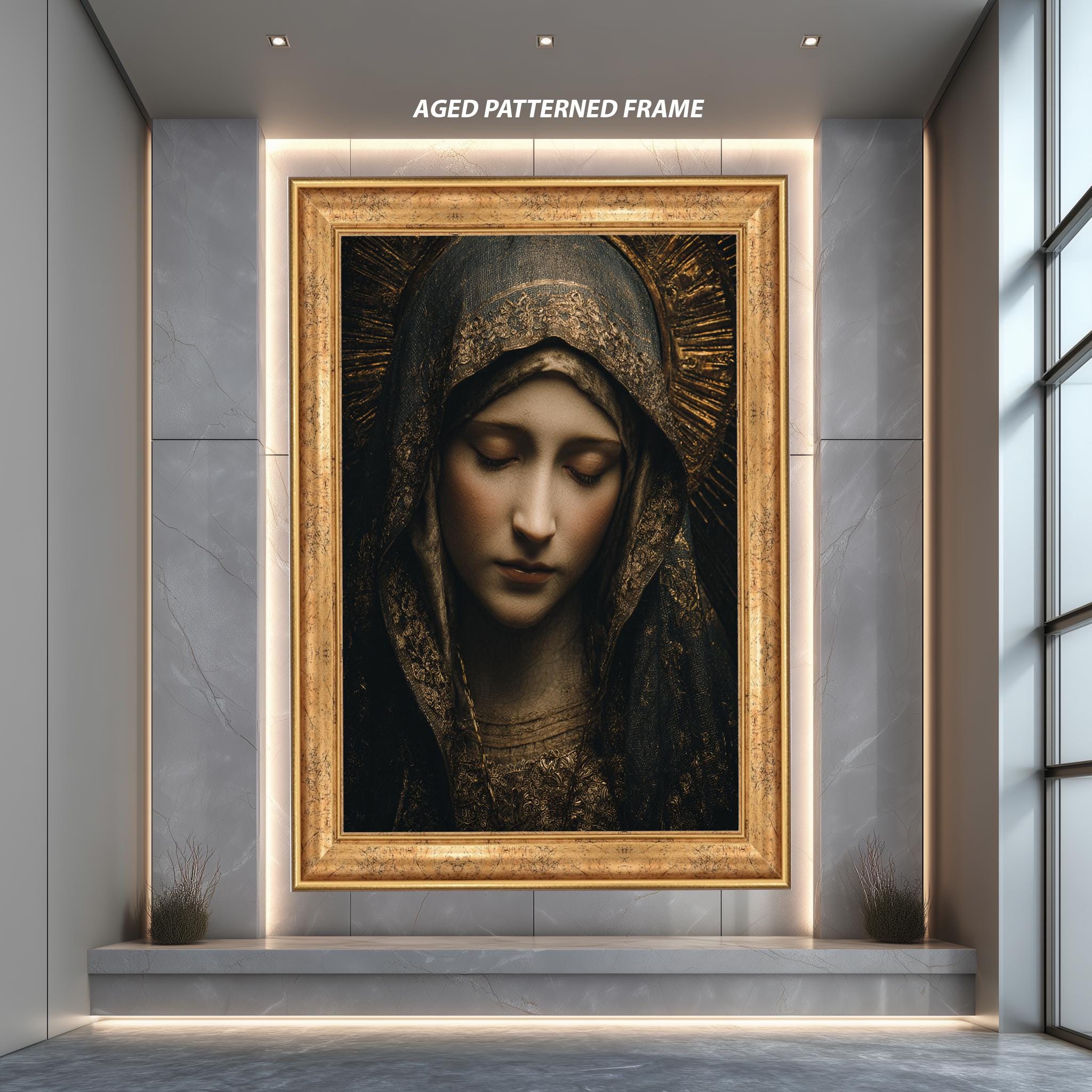 Spiritual Wall Art – Sacred Art Decor | Religious Canvas Print with Golden Icon