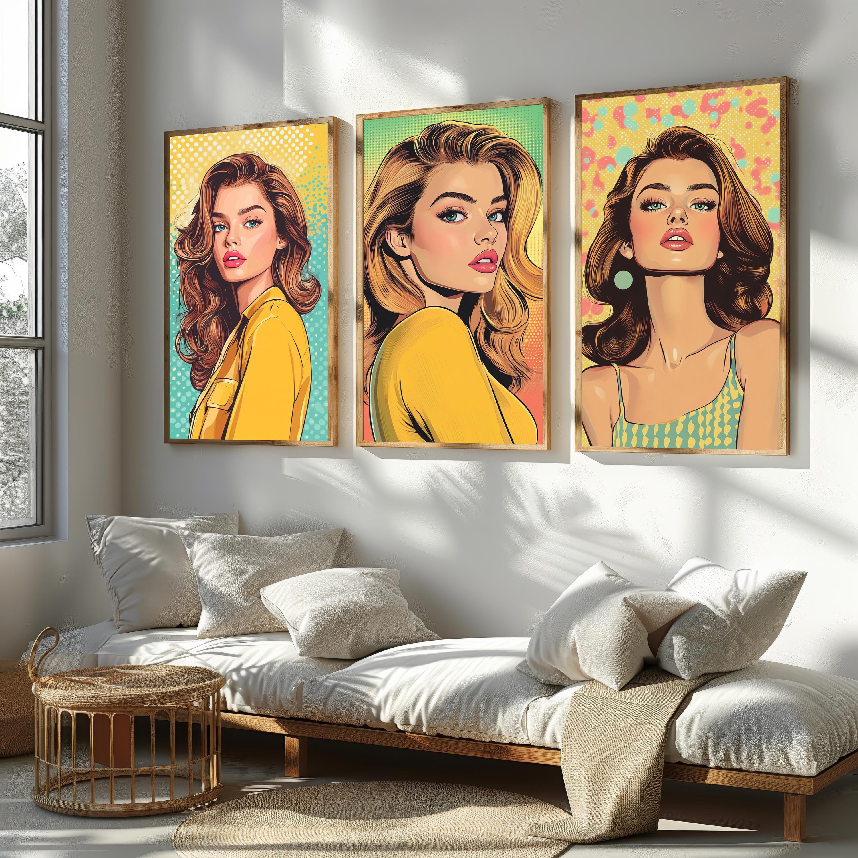 Pop Art Woman Portrait - Bold Retro Wall Art Canvas Prints for Stylish Decor