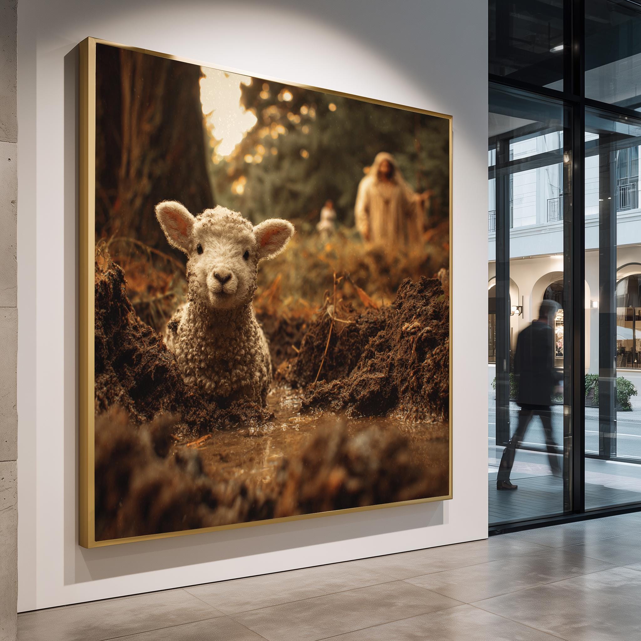 Christian Wall Print – Symbolic Lamb Art with Warm Light | Faith Based Decor