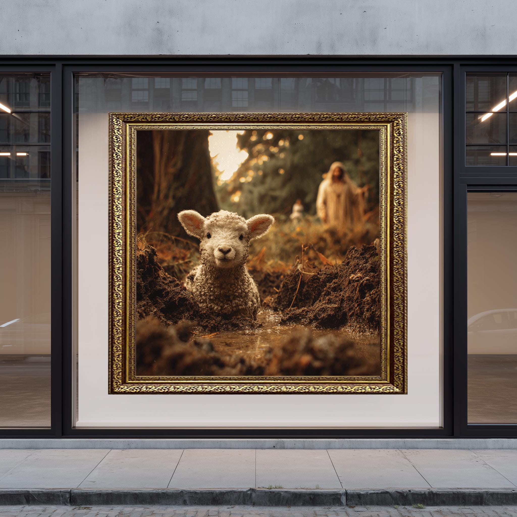 Christian Wall Print – Symbolic Lamb Art with Warm Light | Faith Based Decor