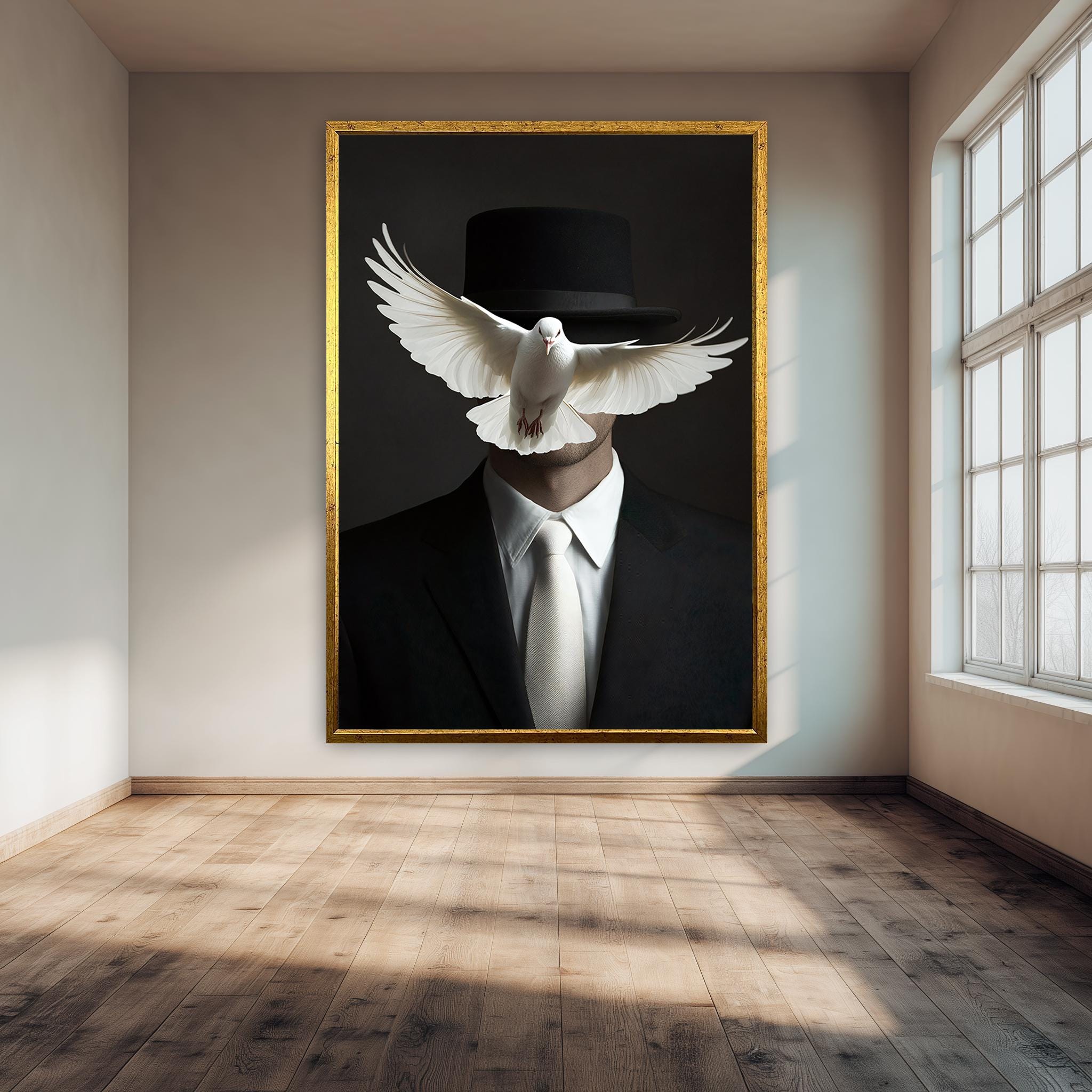 Surrealist Canvas Print - Mysterious Face Artwork | Minimalist Wall Art Poster