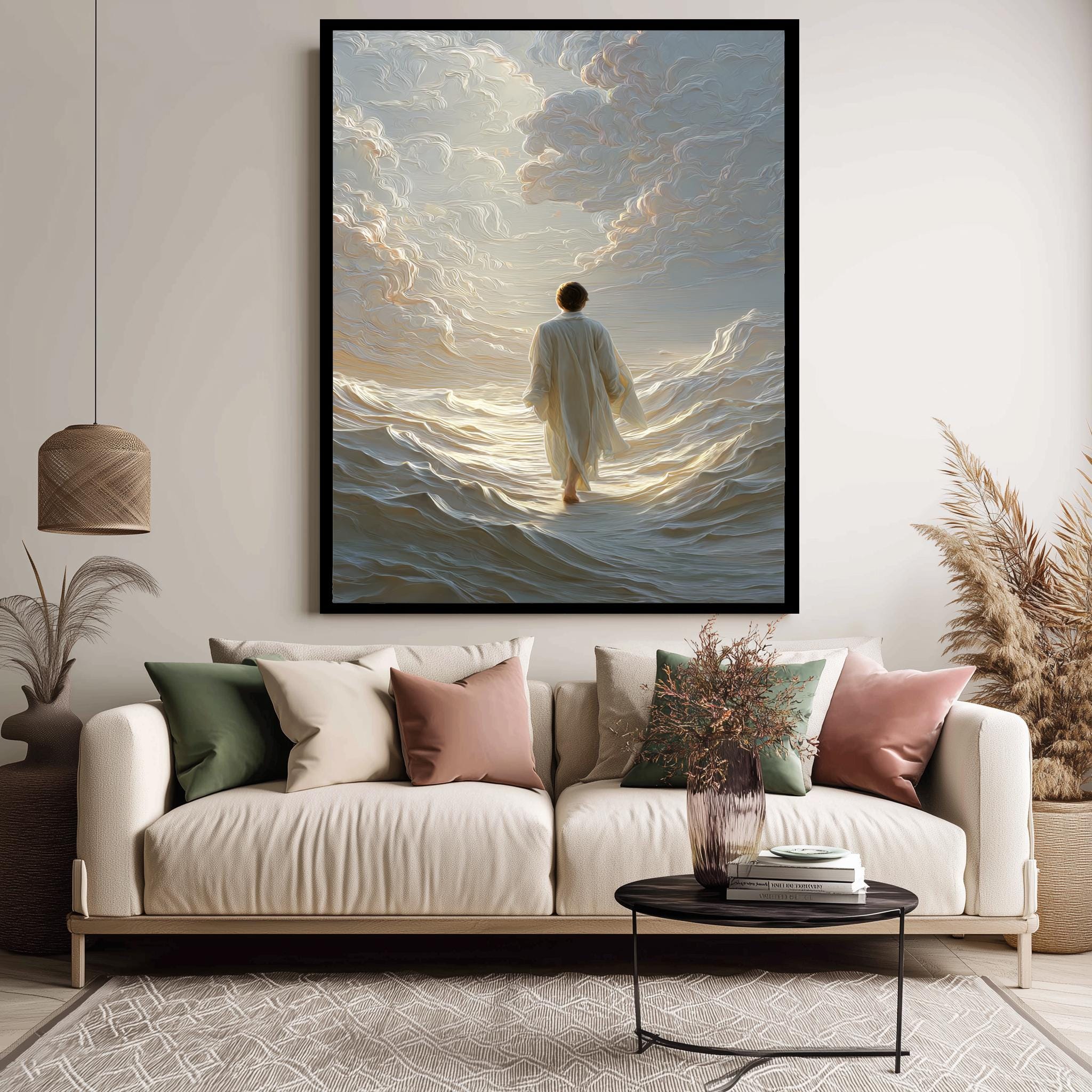 Minimalist Jesus Wall Art - Christian Wall Decor | Peaceful Religious Canvas Print