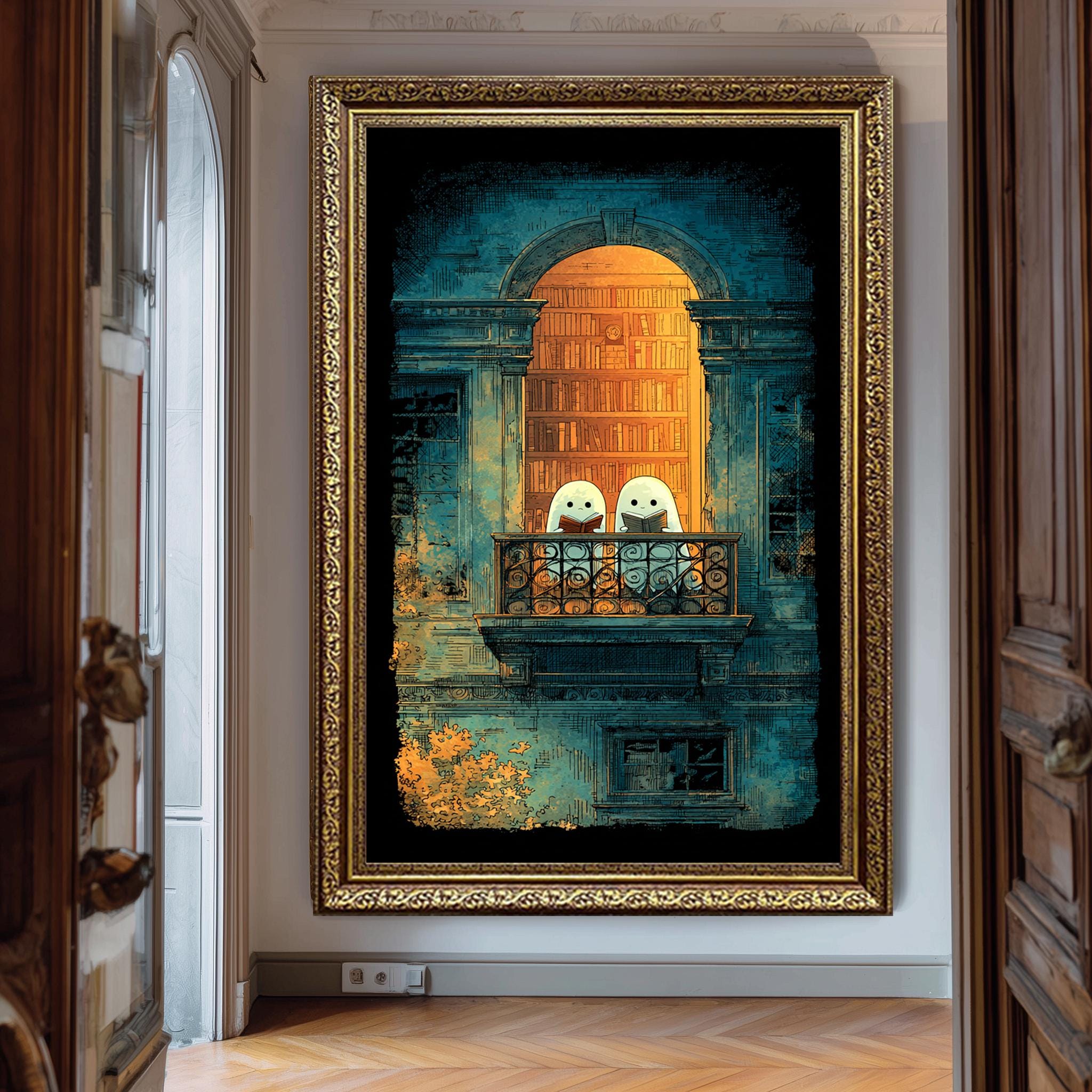 Ghost Art Print – Cozy Gothic Halloween Wall Art | Spooky Cute Balcony Decor